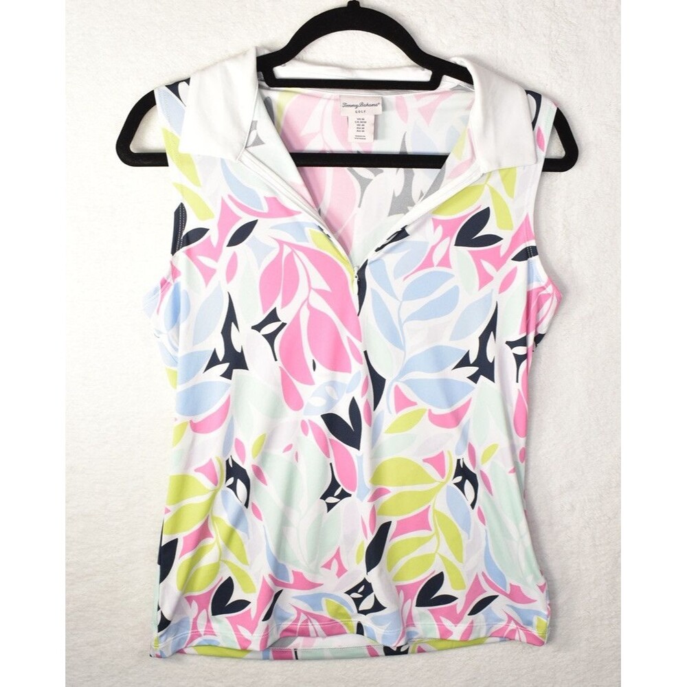 Tommy Bahama Golf/Tennis Floral  1/2 front Zip Polo Shirt Sz Medium